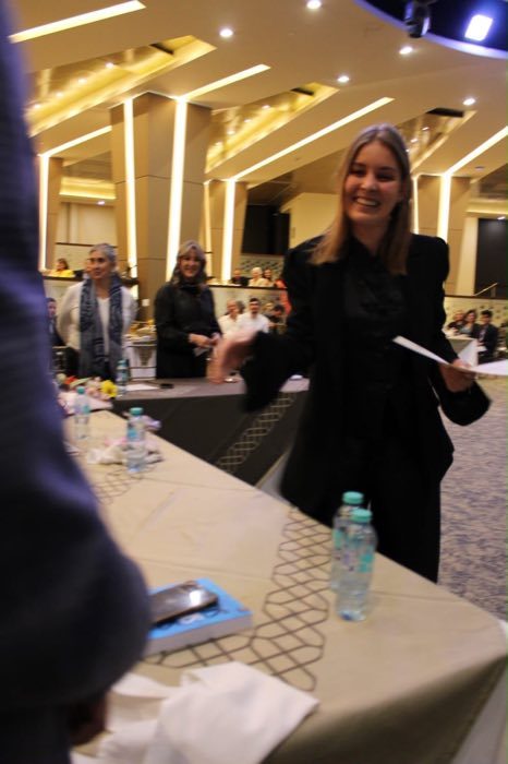 Annette Serio Haddad receiving her oratory diploma from Centro Libanes