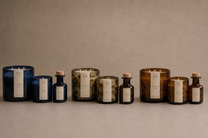 The SOREIA Drop 01 collection: Afterglow, Steep, and Drift candles and diffusers